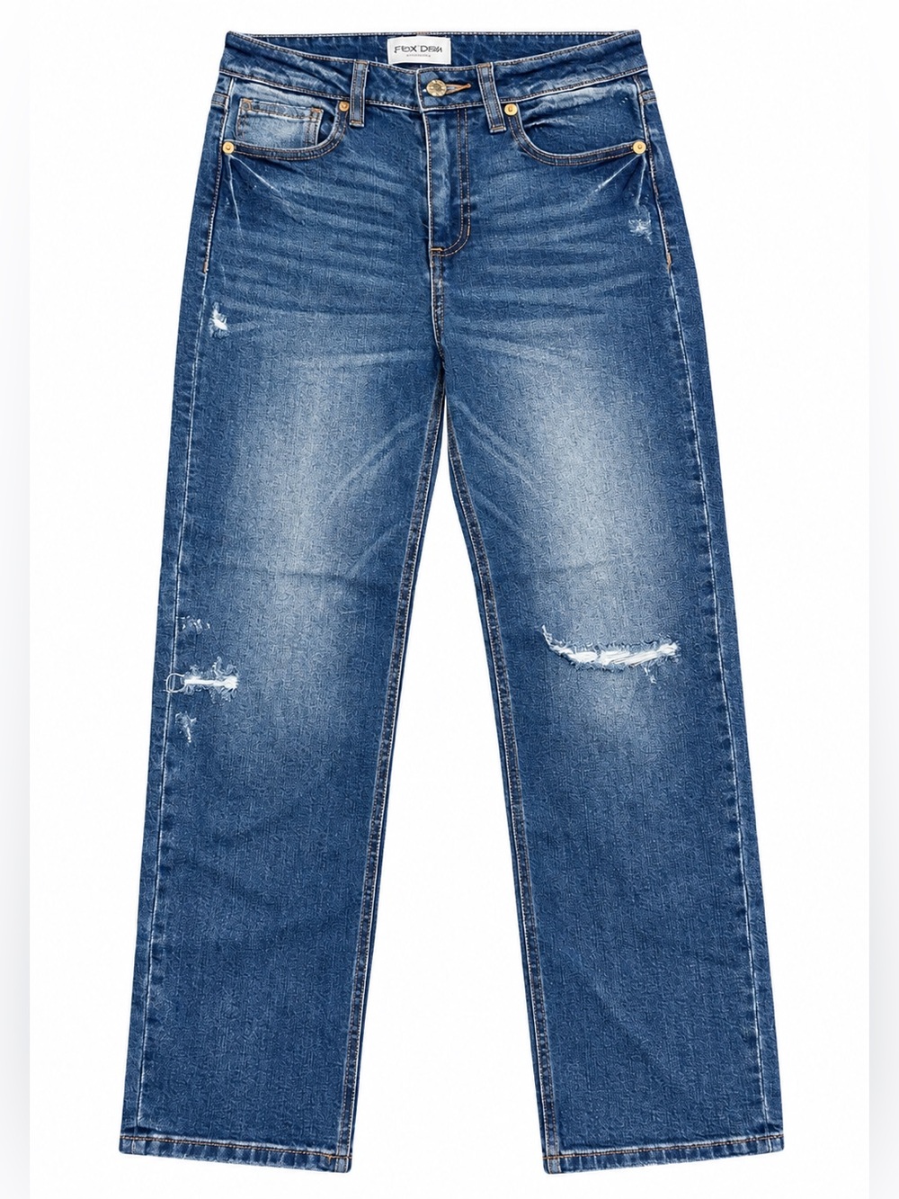 Sneak Peek Vintage Jeans 1/25 High Rise Straight Leg Distressed Medium Wash